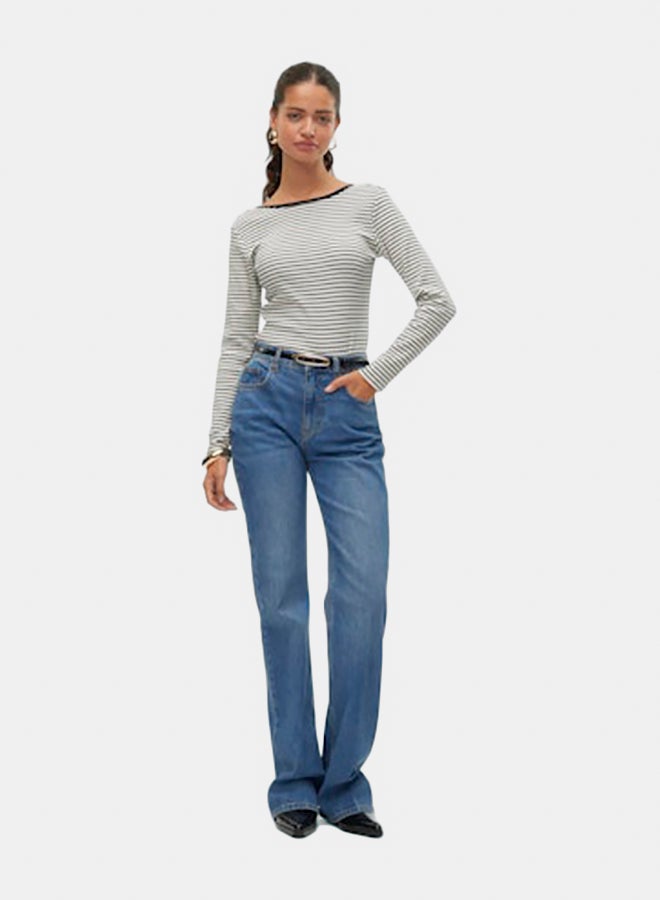 VERO MODA Womens Chloe Stripe Longsleeve 2Way Short Top - Image 1