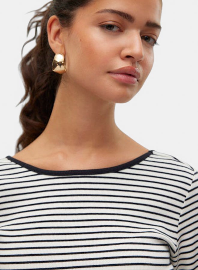 VERO MODA Womens Chloe Stripe Longsleeve 2Way Short Top - Image 3