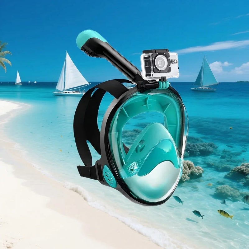 Bluejw Snorkeling Mask Set Full Face Snorkel Dry Top Dive Integrated Detachable Camera Mount Swimming Panoramic View Diving Equipment - Image 2