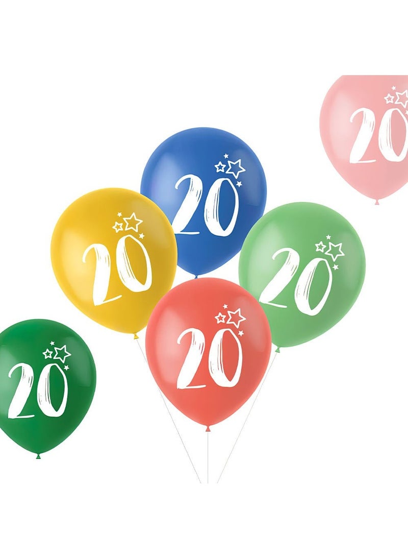 فولات بالونات لاتكس متعددة الألوان بمناسبة الذكرى السنوية لعيد الميلاد العشرين، عبوة من 6 بالونات، مقاس 33 سم