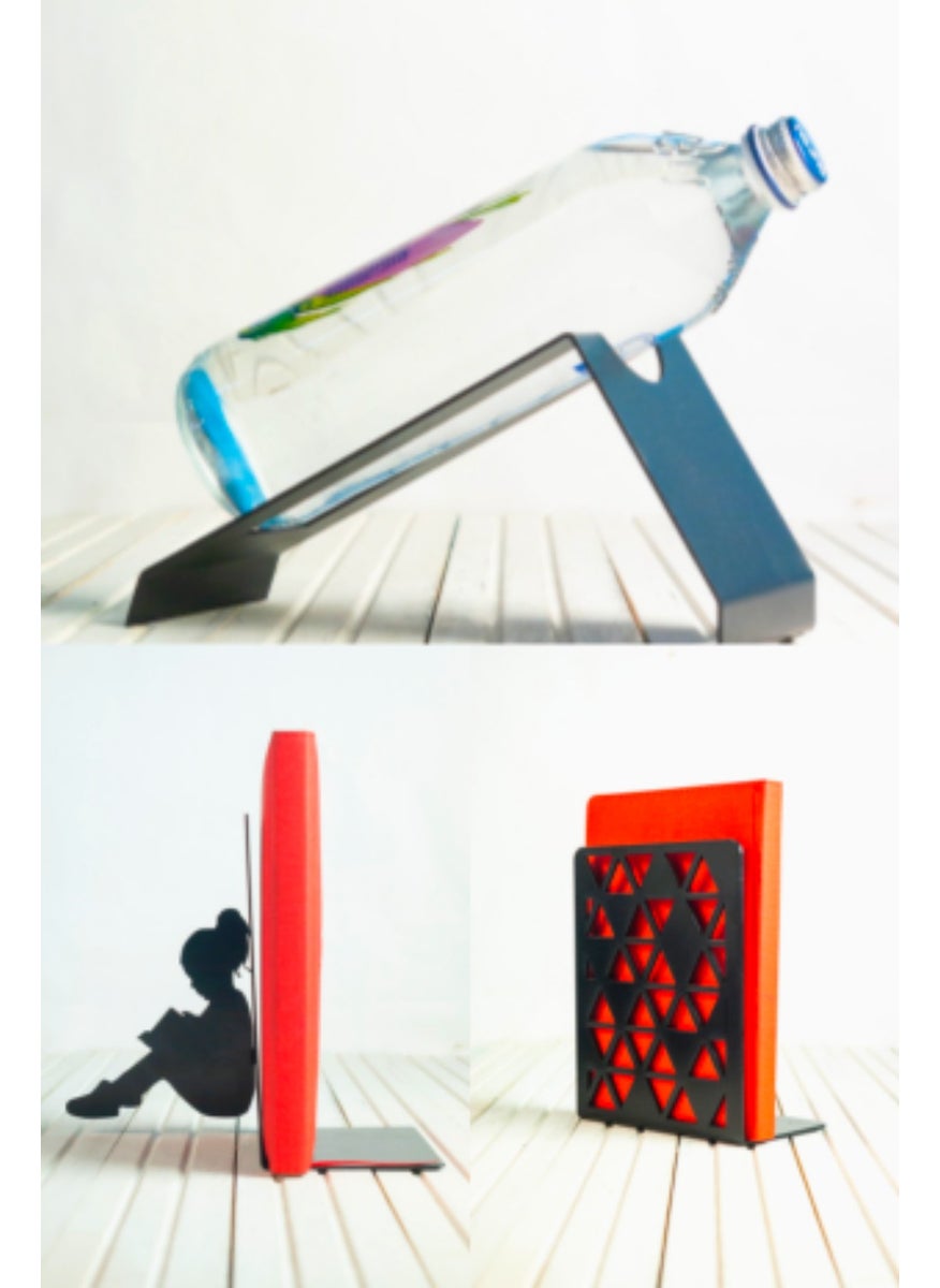 A-design AS Design Decorative Metal Book Holder - Bottle Holder - Geometric Patterned Book Holder - Set of 3 