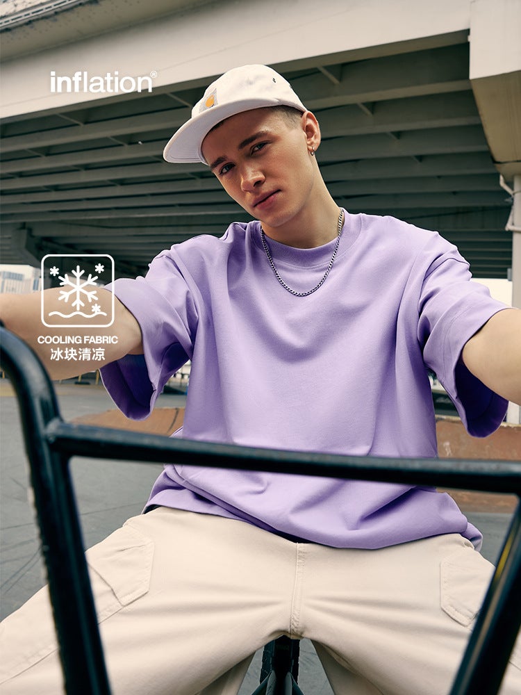 Jie Zhan Men's 260G Cotton T-Shirt – Solid Color Drop Shoulder Short Sleeves - Image 4