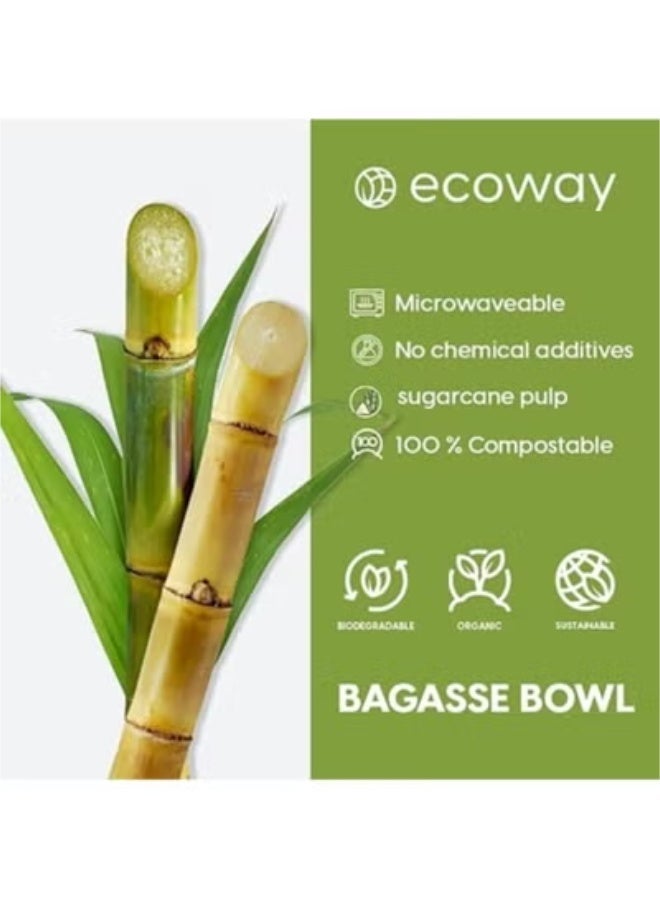 ecoway 100% Compostable Bowl Heavy Duty Bowl Natural Disposable Bagasse Paper bowls Eco-Friendly Made from Sugarcane Bagasse Natural white color Biodegradable Bowl, Pack of 25 - Image 2