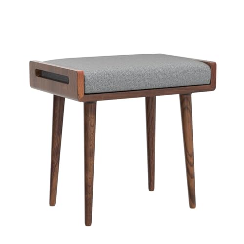 Md Decor Sheesham Wood Ottoman Stool with Cushion | Compact Wooden Footrest & Seating Stool | Multipurpose for Living Room, Bedroom & Office | Dark Natural Finish - Image 5