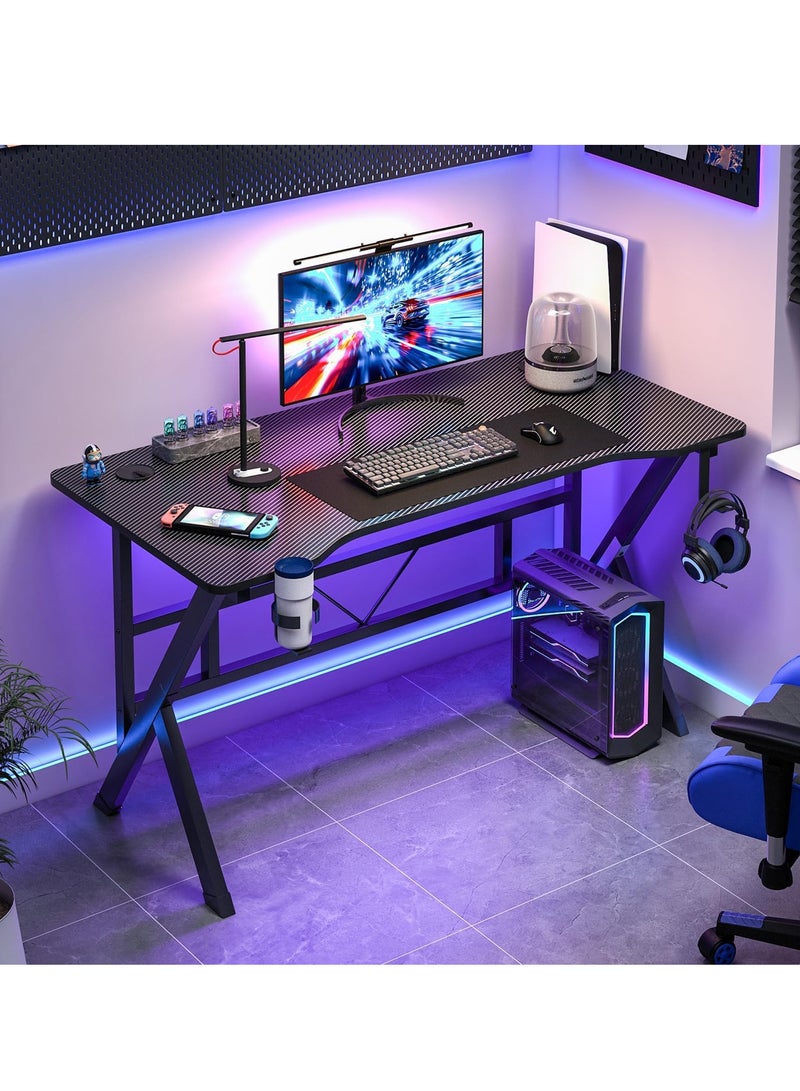ZUIHAO ZUIHAO Gaming Desk 110cm Carbon Fiber Computer Table Workstation with K Shape Metal Frame Gamer Writing Table Black 110 X52 X 75cm  - Image 1