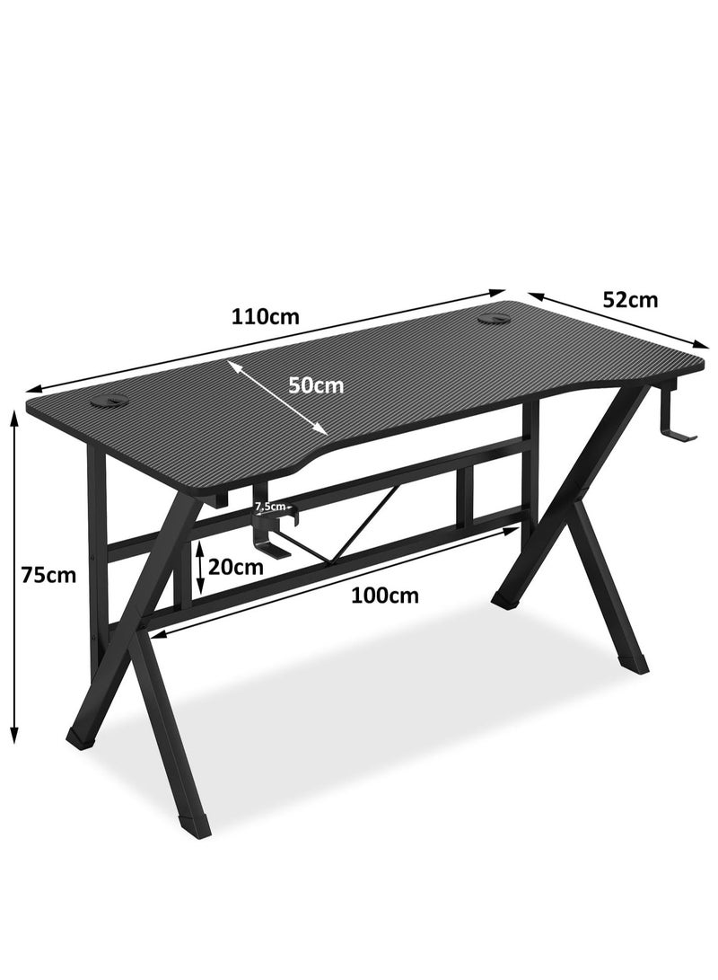 ZUIHAO ZUIHAO Gaming Desk 110cm Carbon Fiber Computer Table Workstation with K Shape Metal Frame Gamer Writing Table Black 110 X52 X 75cm  - Image 2