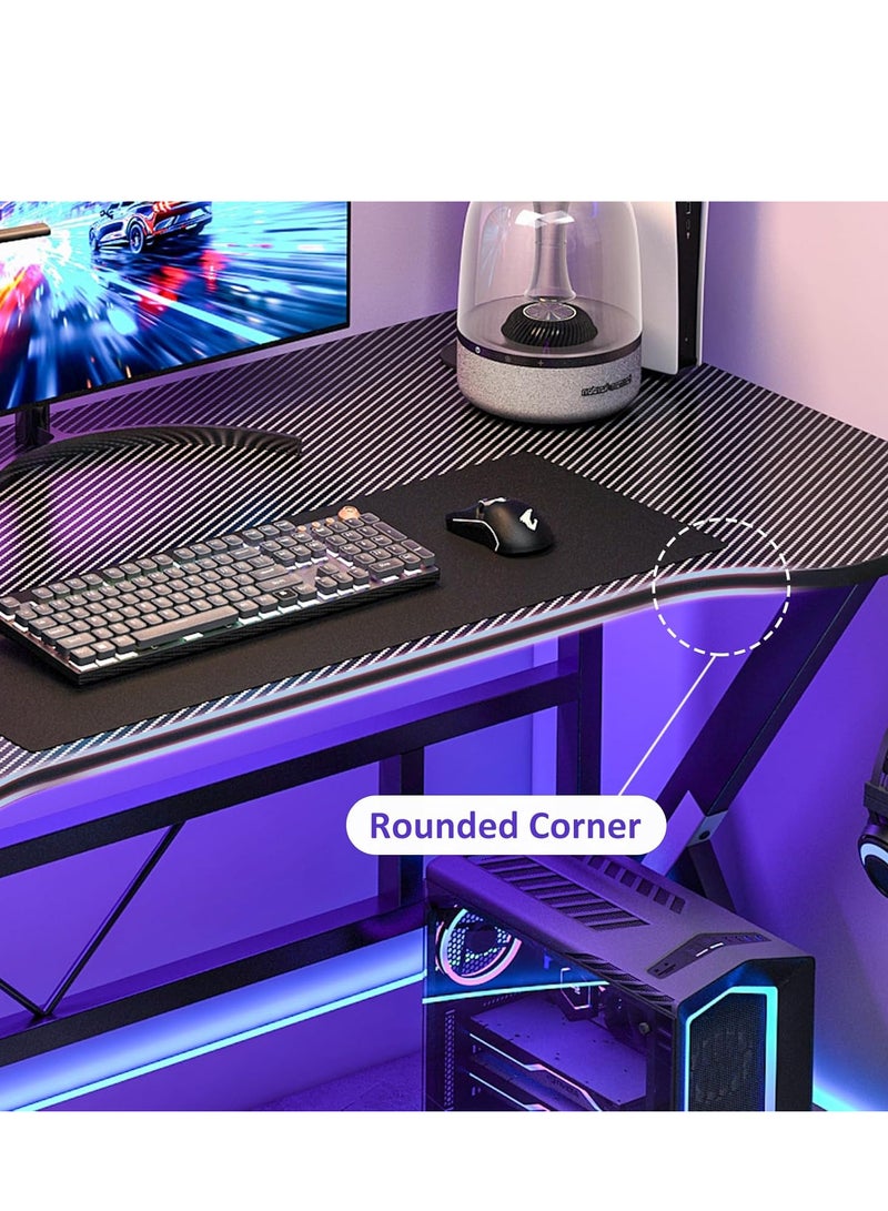 ZUIHAO ZUIHAO Gaming Desk 110cm Carbon Fiber Computer Table Workstation with K Shape Metal Frame Gamer Writing Table Black 110 X52 X 75cm  - Image 3