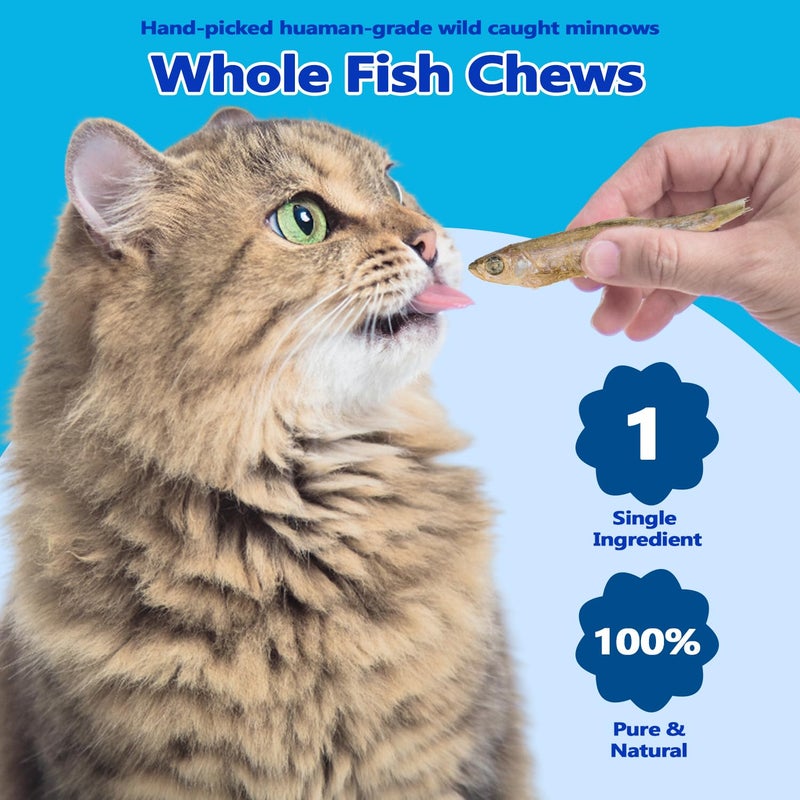 Amzey 7oz Minnows Dog Treats - Freeze Dried Minnows Cat Treats - High Protein & Premium Quality Training Treats - Bulk Package (1.6" to 2.8" Length Each) - Image 2