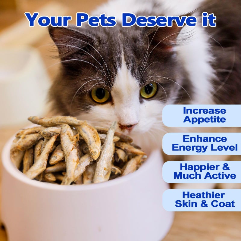 Amzey 7oz Minnows Dog Treats - Freeze Dried Minnows Cat Treats - High Protein & Premium Quality Training Treats - Bulk Package (1.6" to 2.8" Length Each) - Image 4