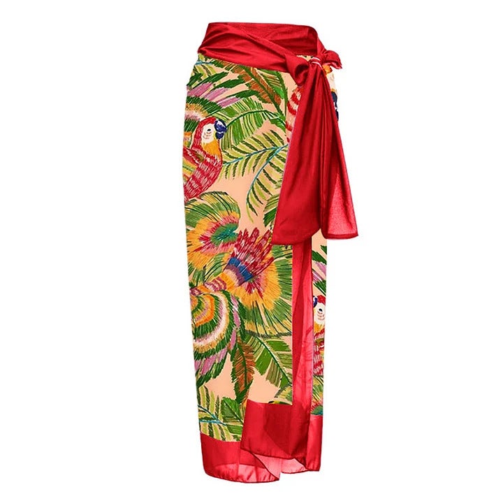 2024 One-Piece Swimsuit 3D Big Flower Decoration Parrot Print Swimsuit Suit Female 2529 - Image 1