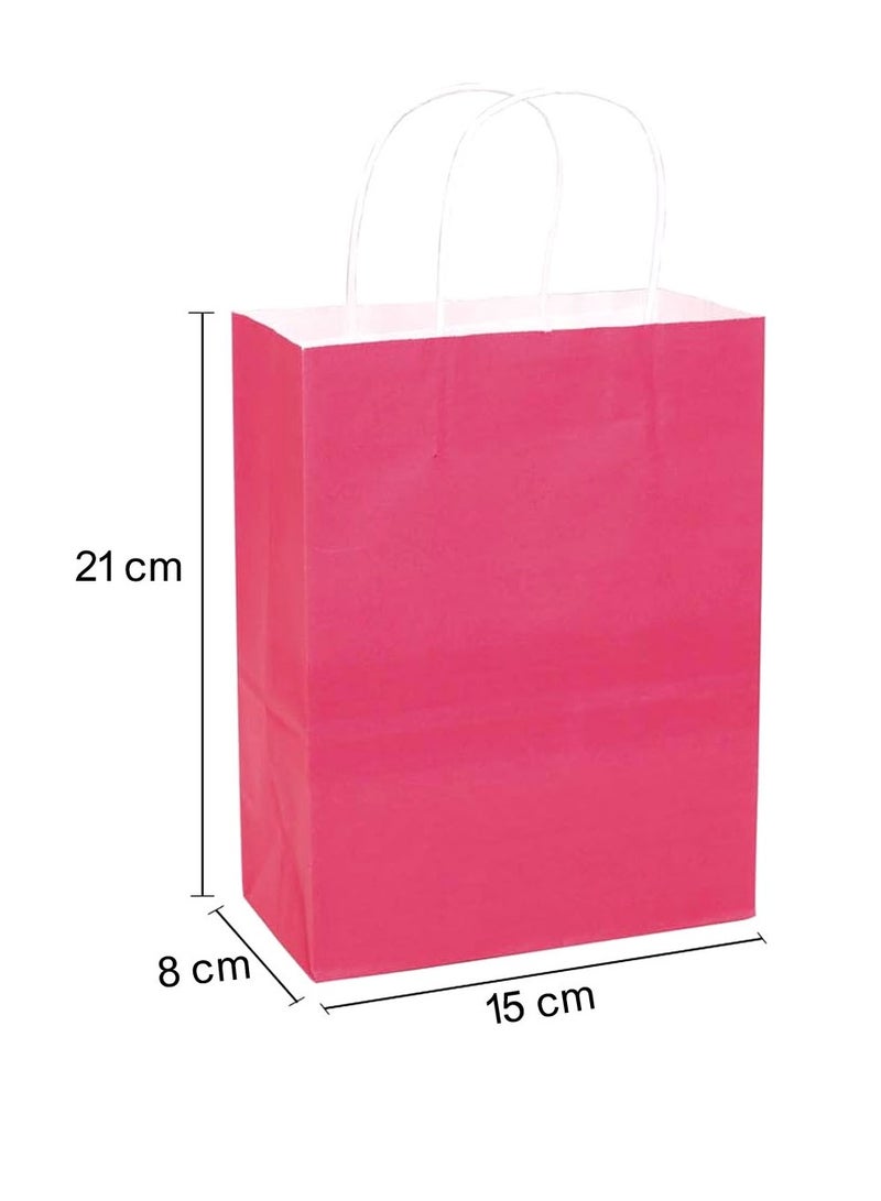 PARTY FUN Fuchsia Paper Gift Bags Set of 10 Pcs 8x15x21cm Chic and Vibrant Gift Packaging for Birthday Party and Special Ocassions - Image 3