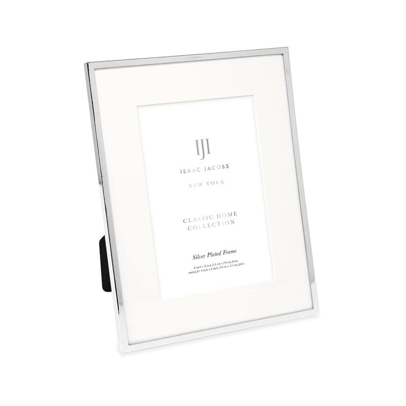Isaac Jacobs 6x8 Matted 4x6 Silver Metal Picture Frame Classic Metal Photo Frame Made For Tabletop Hanging Display Home and Office Dcor Photo Gallery and Wall Art 6x8 Matted 4x6 Silver