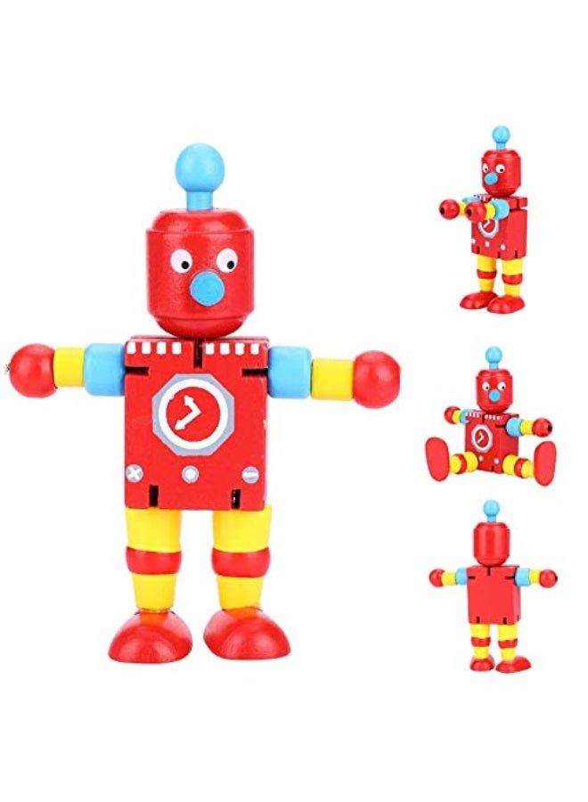 Wooden Robot Toys, Bright and Cute Transformer Robot, Non-Toxic and Safe Robot Toys for Kids, Traditional Sensory Toys for Kids, Great Birthday Gift (Red) - Image 1