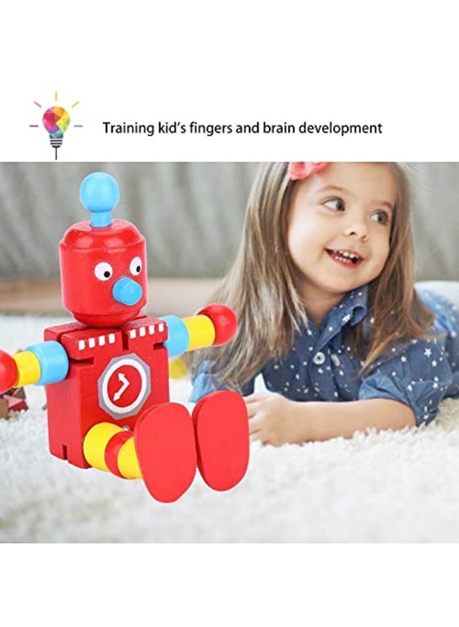 Wooden Robot Toys, Bright and Cute Transformer Robot, Non-Toxic and Safe Robot Toys for Kids, Traditional Sensory Toys for Kids, Great Birthday Gift (Red) - Image 3