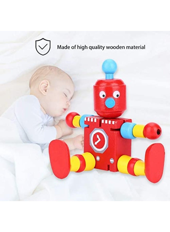Wooden Robot Toys, Bright and Cute Transformer Robot, Non-Toxic and Safe Robot Toys for Kids, Traditional Sensory Toys for Kids, Great Birthday Gift (Red) - Image 4