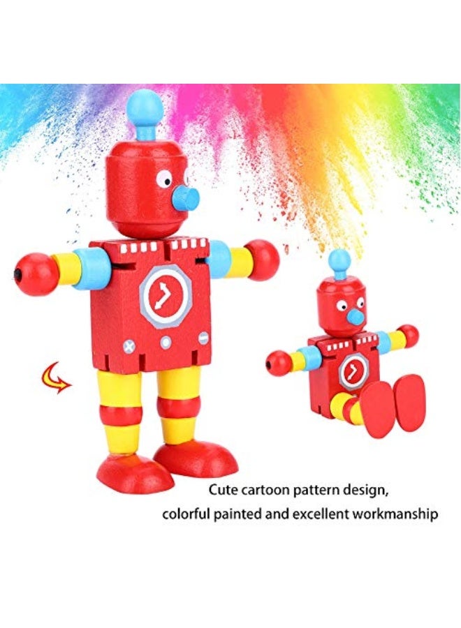 Wooden Robot Toys, Bright and Cute Transformer Robot, Non-Toxic and Safe Robot Toys for Kids, Traditional Sensory Toys for Kids, Great Birthday Gift (Red) - Image 2