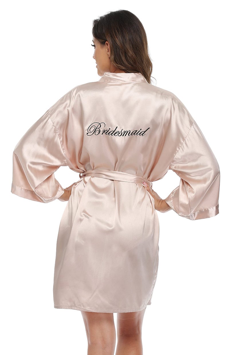 PENGEE Women's Short Kimono Robe Soft Bride Bridesmaid Robes for Wedding Party Bridal Robes Getting Ready - Image 1