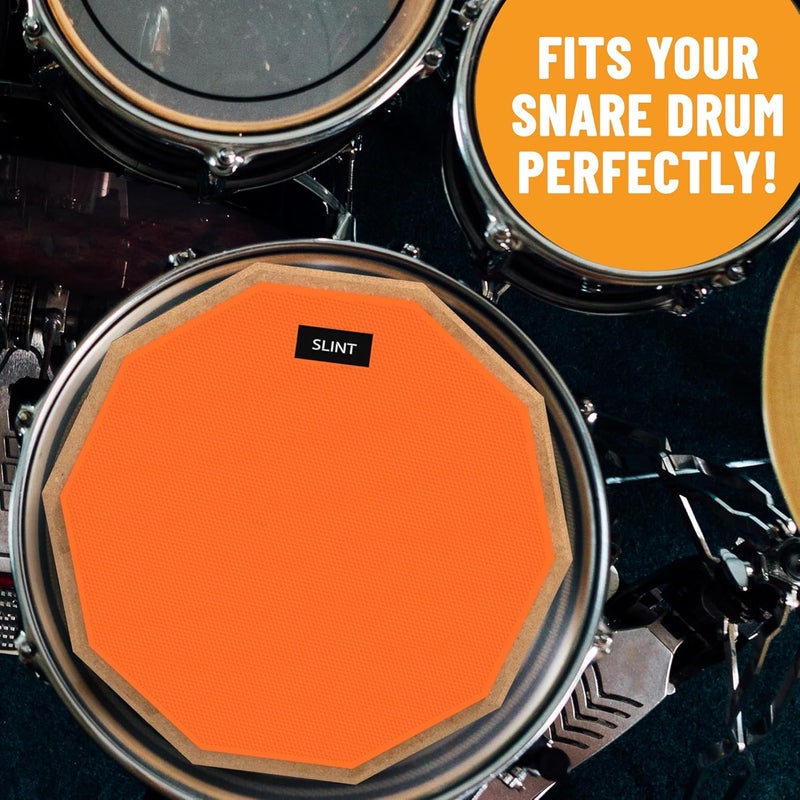 SLINT 12” Double-Sided Practice Pad – 2-Surface Drumming Trainer for Snare Practice, Quiet Home Use, Kids & Beginners - Image 4