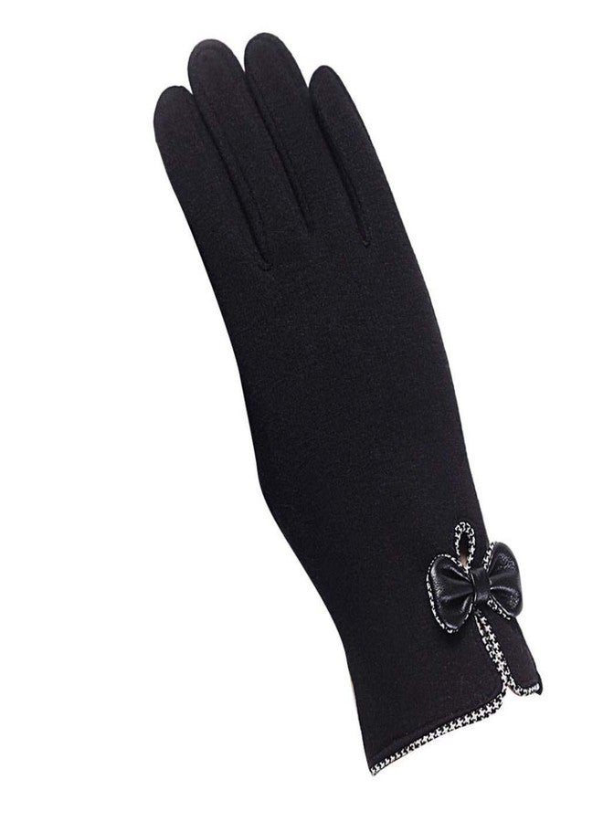 Malvina طقم مالفينا للبنات مكون من 3 قطع: وشاح محبوك، قبعة صغيرة، وقفازات مزينة بفيونكة، مبطن بالفرو، قبعة صوفية مزينة بكرات صوفية، أوشحة، طقم هدايا شتوي دافئ وناعم (أسود، مقاس واحد يناسب الجميع). - Image 4