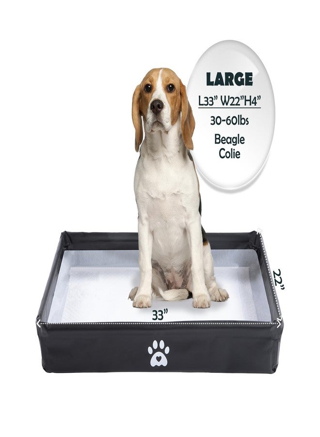 MEEXPAWS Dog Pee Pad Holder Tray Foldable, Puppy Pad Holder Liner Base High Side, Dog Litter Box Indoor for Large Dog 33’’x22’’, Training Pad Holder Leak-Proof, Potty Pad Holder for Dogs Easy Clean - Image 1