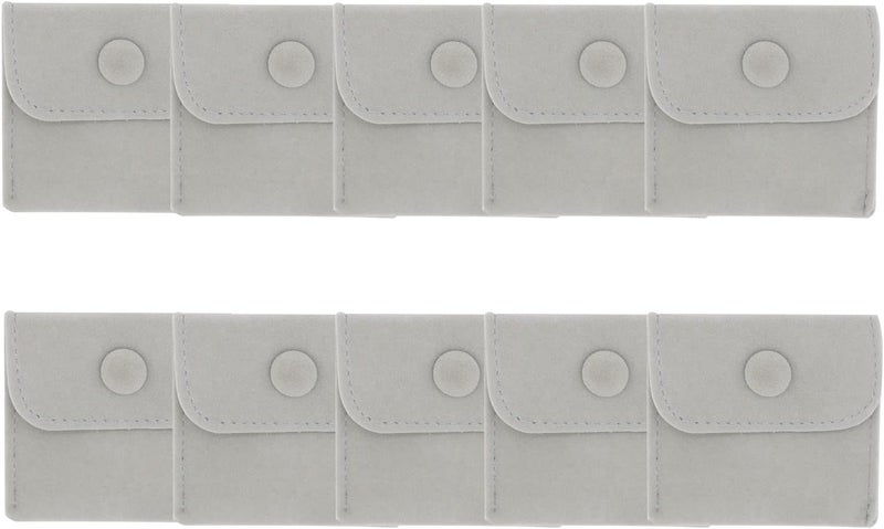 Hsiwto Pack of 10 Velvet Jewelry Pouch Storage Bags Portable Jewelry Gift Bag With Snap Button, Small Gray - Image 1