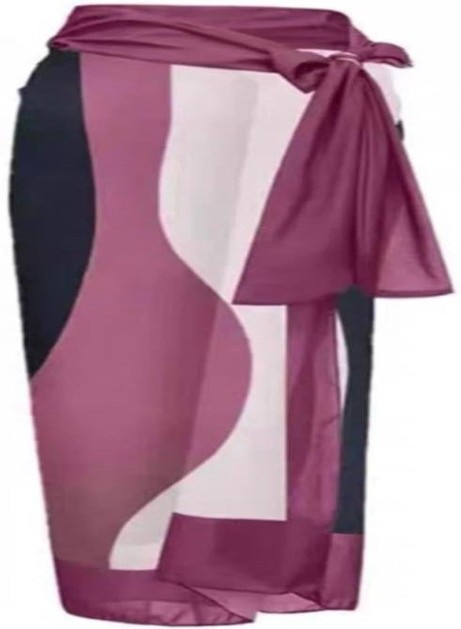AARAM Stylish Premium Women's One Piece Swimsuit with Cover Ups Wrap Skirt Sarong Retro Floral Print Monokini Tummy Control Swimwear | Printed Swimming Costume for Women Beach Wear (M - Black Purple) - Image 3