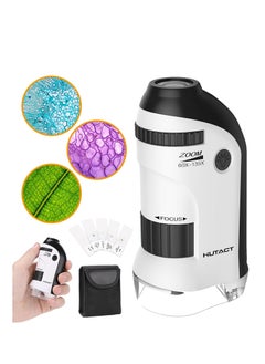 HUTACT Pocket Microscope for Kids, 60X-135X Mini Portable Microscope with 5 Microscope Slides, Handheld Microscope for Children Students