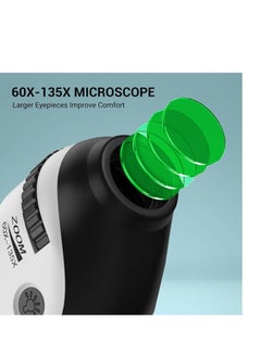 HUTACT HUTACT Pocket Microscope for Kids, 60X-135X Mini Portable Microscope with 5 Microscope Slides, Handheld Microscope for Children Students  - Image 2