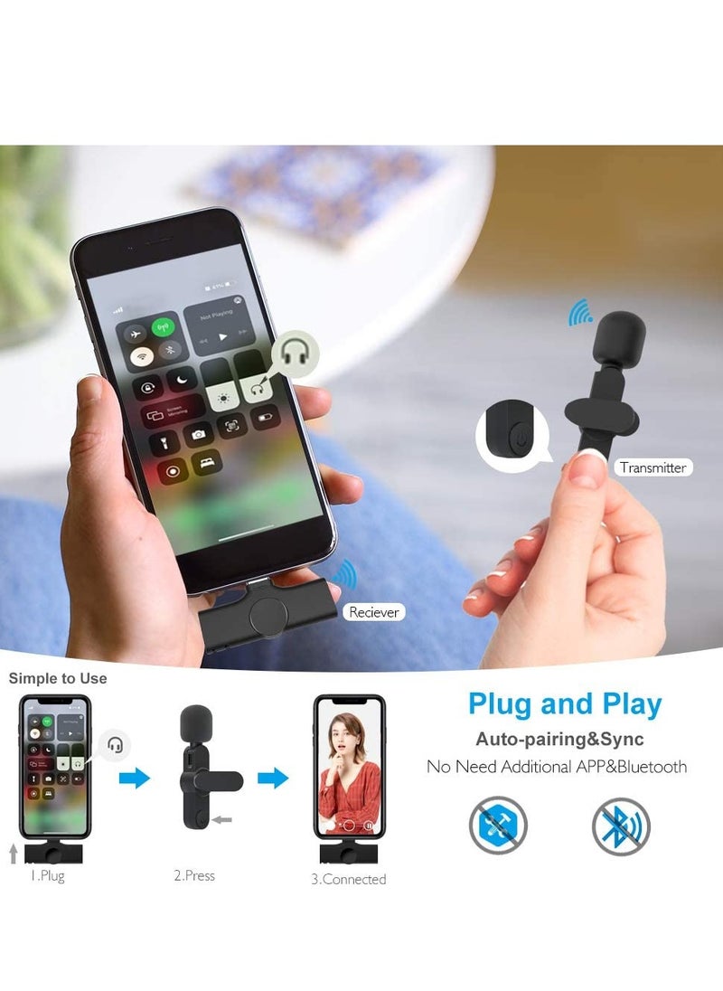 Generic - Wireless Lapel Lavalier Microphone for iPhone iPad Recording,YouTube Facebook Live Stream,Vlog, Auto-Sync Wireless Mic with 2 Clips (No Need App/Bluetooth) - Image 1