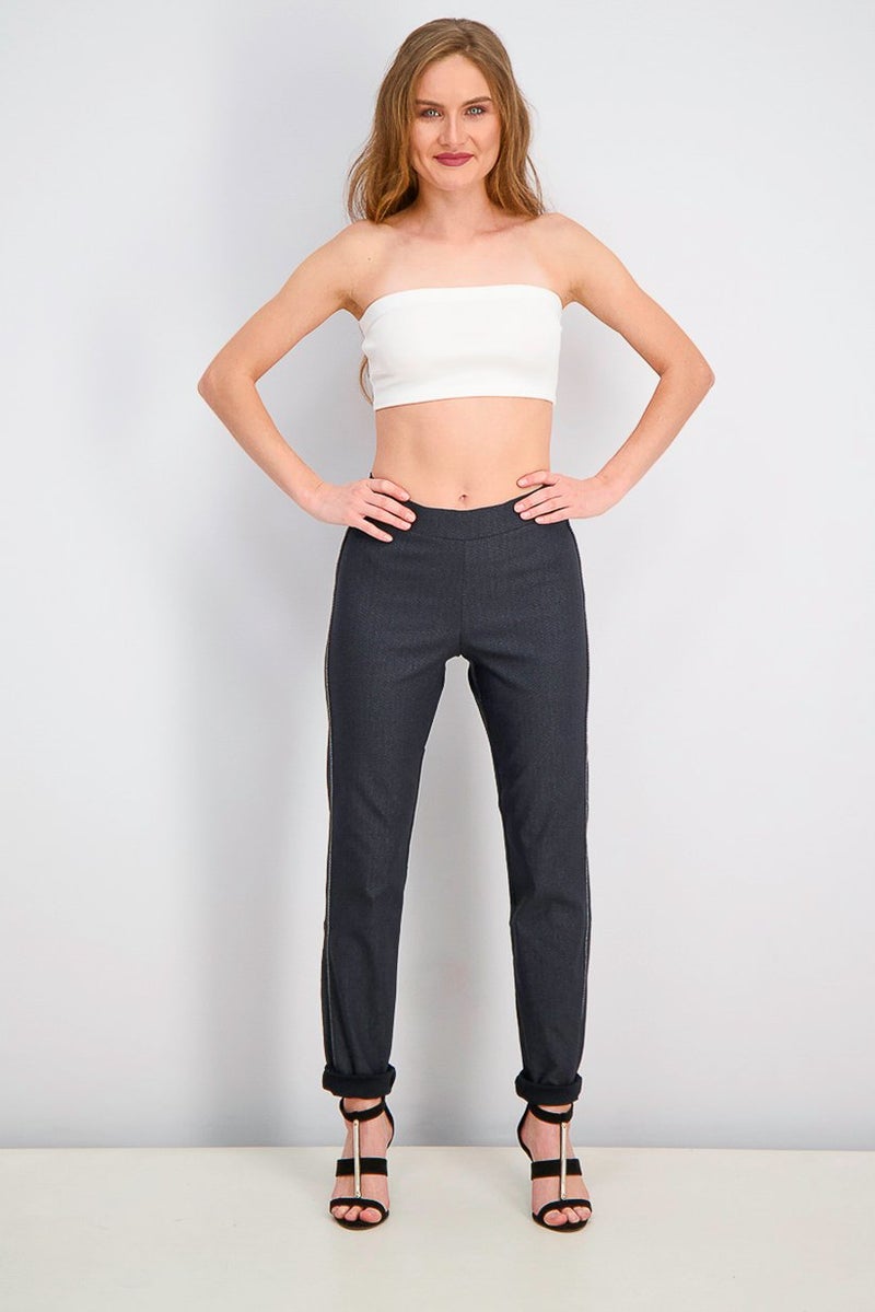 Tchibo Women Regular Fit Plain Straight Leg Pants, Black  - Image 2