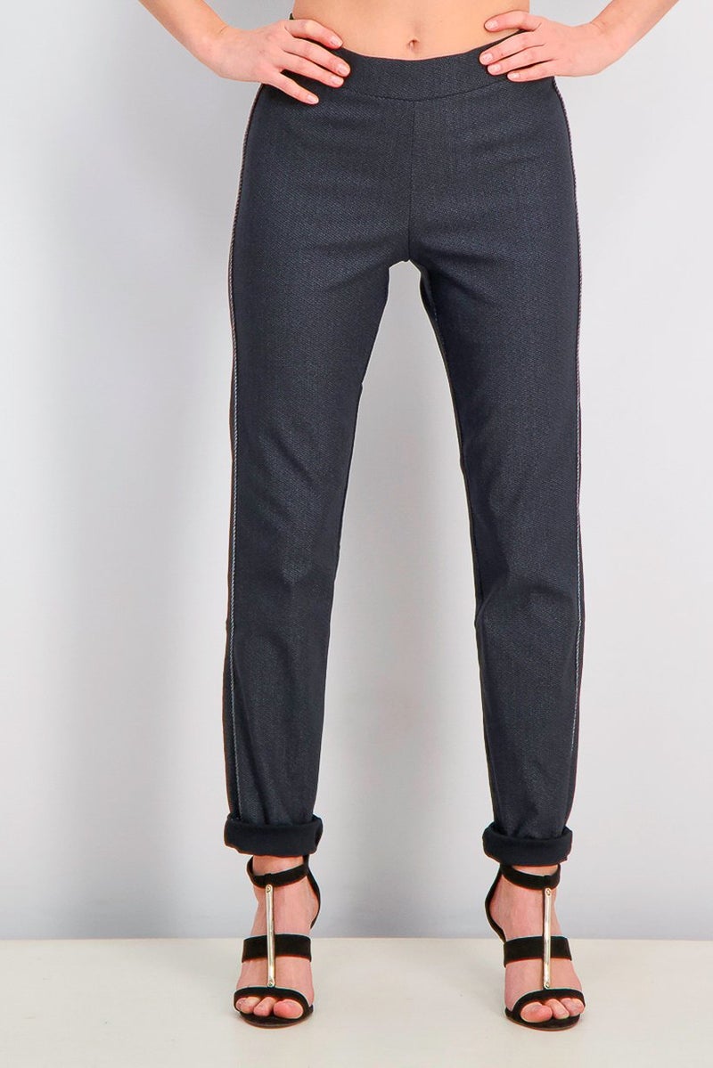 Tchibo Women Regular Fit Plain Straight Leg Pants, Black  - Image 1
