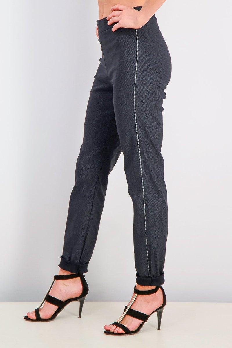 Tchibo Women Regular Fit Plain Straight Leg Pants, Black  - Image 4