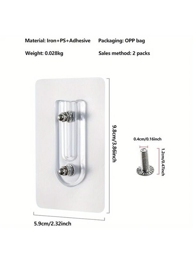 عبوتين من حوامل الخطافات الشفافة القابلة للتعديل للتركيب على الحائط بدون ثقوب - Image 4