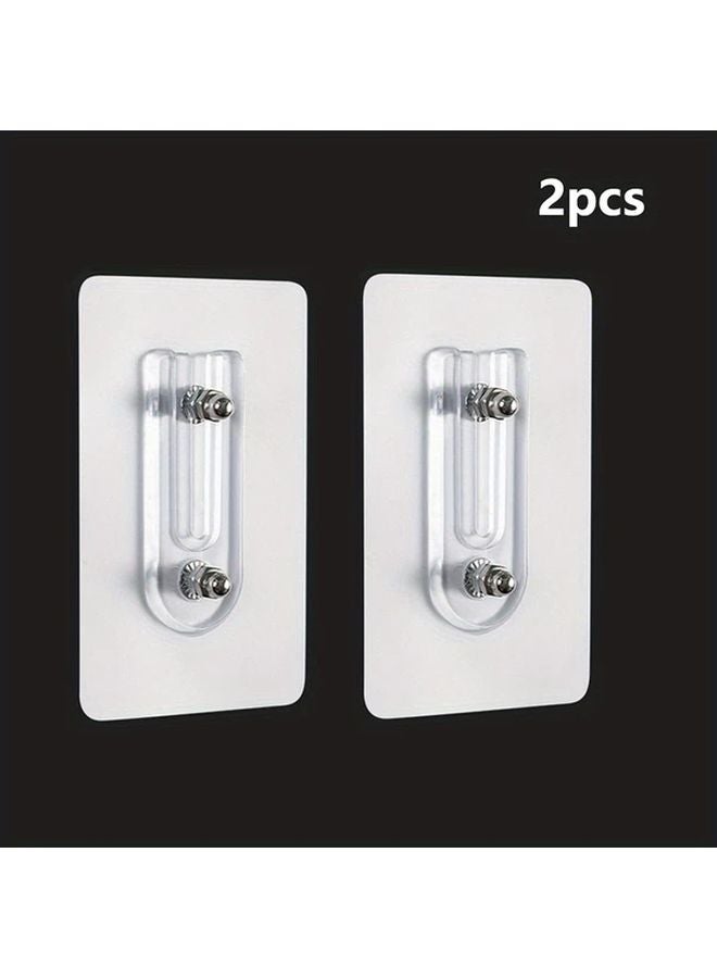 عبوتين من حوامل الخطافات الشفافة القابلة للتعديل للتركيب على الحائط بدون ثقوب - Image 1