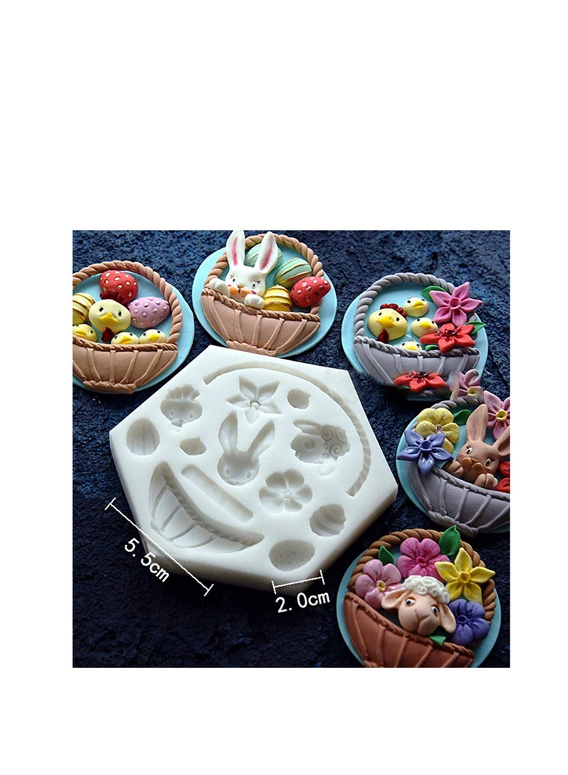 SOLARAE 3D Bunny Flower Basket Rabbit Bunny Silicone Mold, Creative DIY Baking Bakeware Tray for DIY Chocolate, Cake, Romantic Party, Jelly, Plaster Clay Artwork Decoration Party Supplies - Image 2