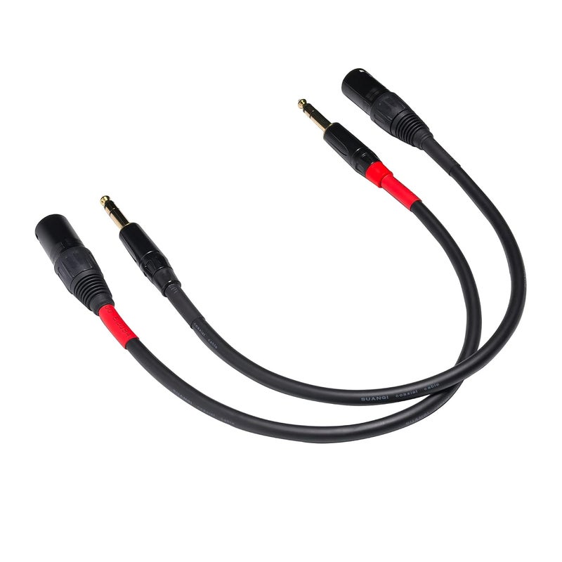 كابل 1/4 بوصة إلى 3-pin XLR، كابل ميكروفون متوازن من 6.35mm ربع بوصة TRS ذكر إلى XLR ذكر (1 قدم) - Image 2