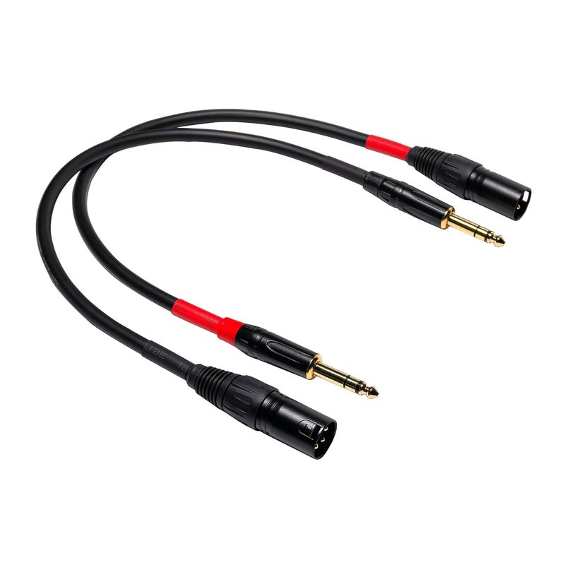 كابل 1/4 بوصة إلى 3-pin XLR، كابل ميكروفون متوازن من 6.35mm ربع بوصة TRS ذكر إلى XLR ذكر (1 قدم) - Image 1