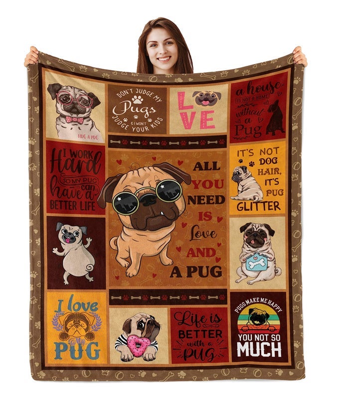 PUG GIFTS FOR PUG LOVERS PUGS DADMOM GIFTS PUG DECOR BLANKET 60 X50DOG MOM DAD GIFTS FOR WOMEN