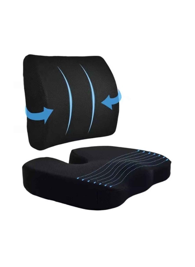 2PCS,Premium Comfort Seat Cushion,Non-Slip Orthopedic 100% Memory Foam Coccyx Cushion for Tailbone Pain,Cushion for Office Chair Car Seat,Back Pain & Sciatica Relief (Seat and Back cushion) - Image 1
