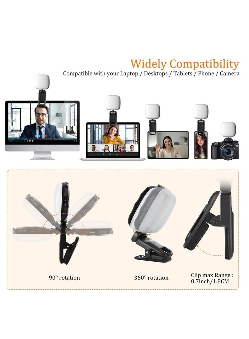 Selfie Light,Portable Full-Screen Fill Light with 3 Lighting Modes Adjusted 3 Color Clip Camera Light Rechargeable Lightweight Pocket fill Light for Phone Laptop Makeup Selfie-Black - Image 1