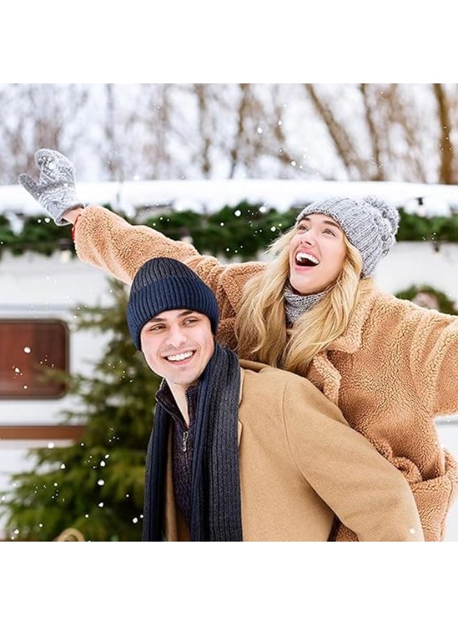 JOGAMS 3Pcs Winter Beanie Hat Scarf Gloves Set with Warm Touchscreen Gloves and Long Knitted Scarf Winter Cap Scarves for Men and Women - Image 5