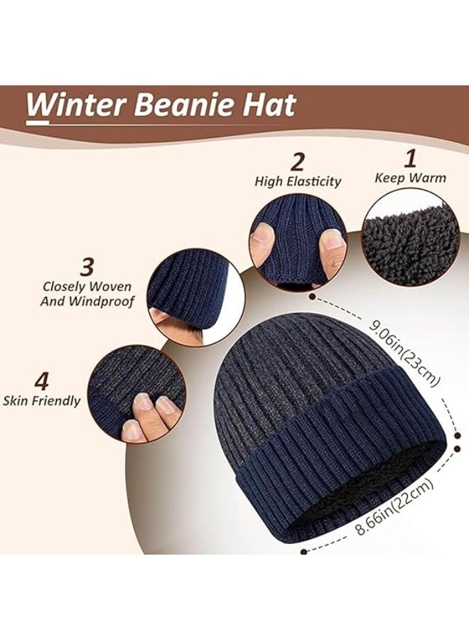 JOGAMS 3Pcs Winter Beanie Hat Scarf Gloves Set with Warm Touchscreen Gloves and Long Knitted Scarf Winter Cap Scarves for Men and Women - Image 2