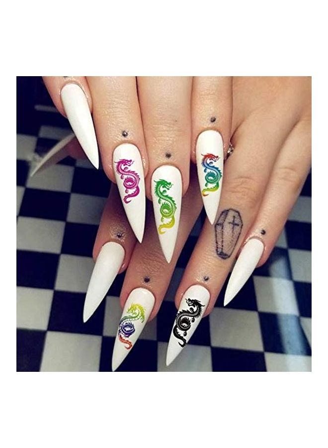 نيبمينينت مجموعة أوراق لاصقة لتزيين الأظافر بتصميم تنين مكونة من 8 قطع متعدد الألوان - Image 3