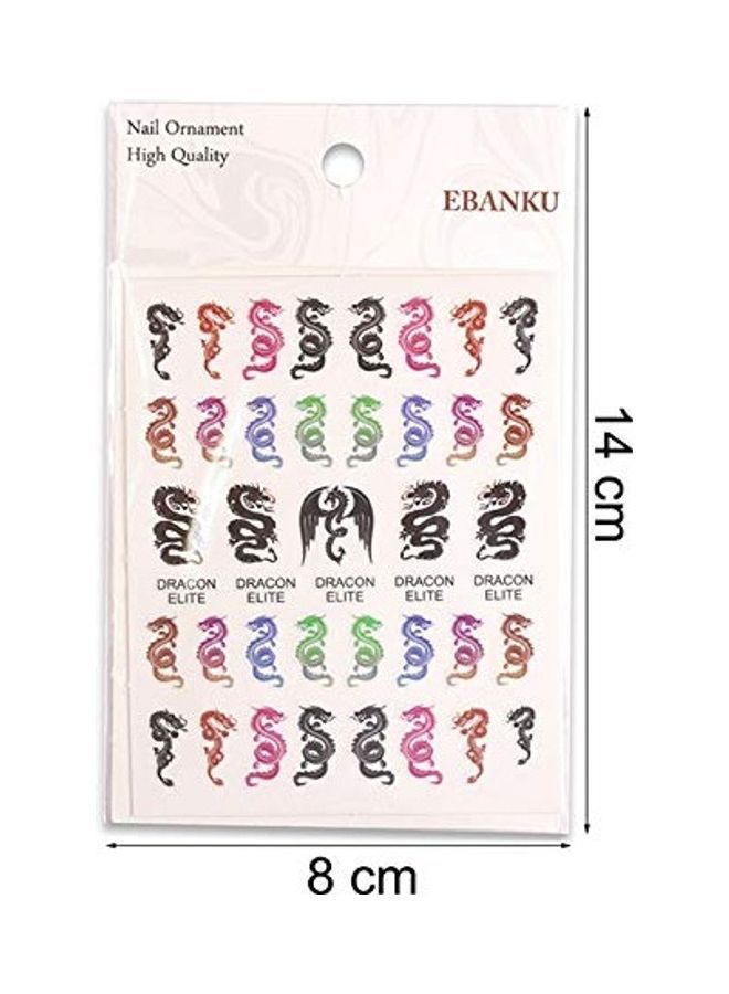 نيبمينينت مجموعة أوراق لاصقة لتزيين الأظافر بتصميم تنين مكونة من 8 قطع متعدد الألوان - Image 2