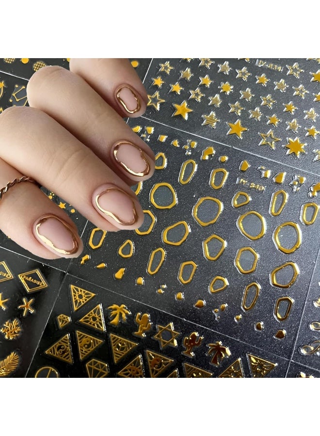 30 ورقة من ملصقات فن الأظافر الذهبية، ملصقات أظافر ذاتية اللصق ثلاثية الأبعاد، ملصقات أظافر ذهبية على شكل نجمة للأظافر الأكريليكية، لوازم أظافر ماسية من ورق الذهب للنساء - Image 2