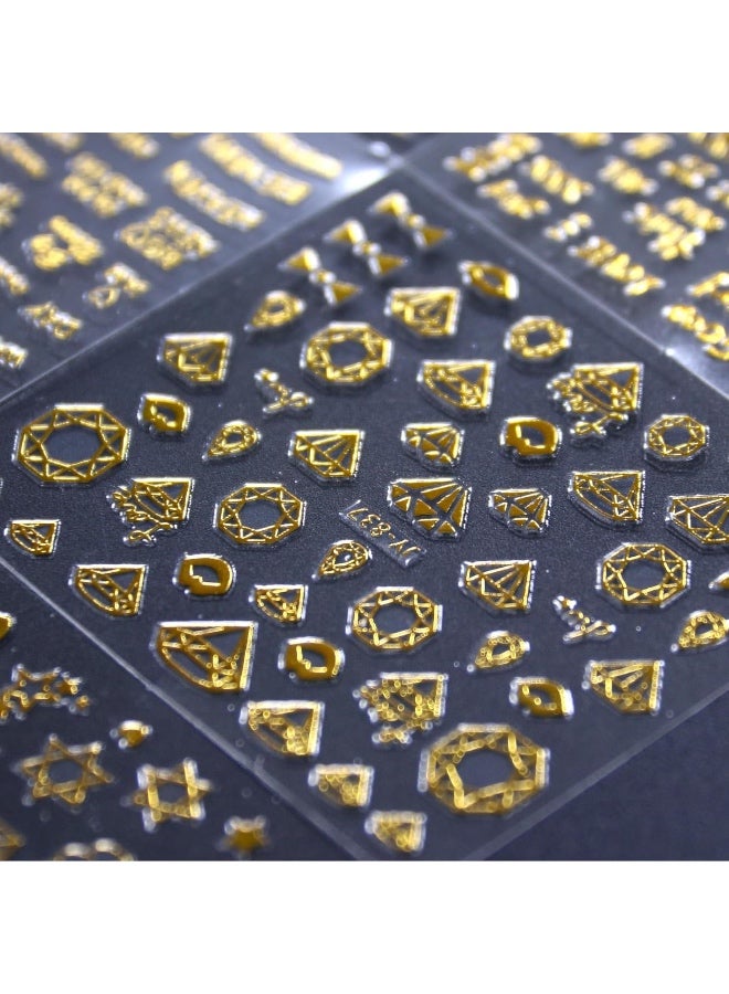 30 ورقة من ملصقات فن الأظافر الذهبية، ملصقات أظافر ذاتية اللصق ثلاثية الأبعاد، ملصقات أظافر ذهبية على شكل نجمة للأظافر الأكريليكية، لوازم أظافر ماسية من ورق الذهب للنساء - Image 3