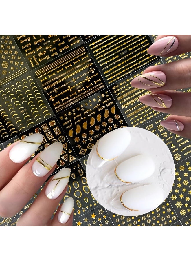 30 ورقة من ملصقات فن الأظافر الذهبية، ملصقات أظافر ذاتية اللصق ثلاثية الأبعاد، ملصقات أظافر ذهبية على شكل نجمة للأظافر الأكريليكية، لوازم أظافر ماسية من ورق الذهب للنساء - Image 4