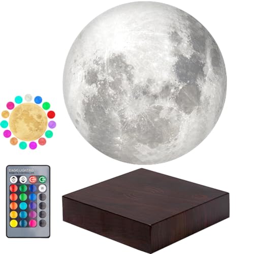 VGAzer Moon Lamp 3D Printing Magnetic Levitating Moon Light Lamps for Home、Office Decor, Creative Gift-6 Inch,Has 16 Colors 20 Modes - Image 1
