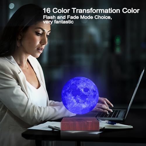 VGAzer Moon Lamp 3D Printing Magnetic Levitating Moon Light Lamps for Home、Office Decor, Creative Gift-6 Inch,Has 16 Colors 20 Modes - Image 3