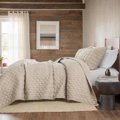 WDCOZY Oversized California Cal King Size Quilt Bedding Sets with Pillow Shams, Beige Tan Cream Lightweight Soft Bedspread Coverlet Bed Cover, All Season Spring Summer, 3 Pieces, 116x106 inches - Image 5